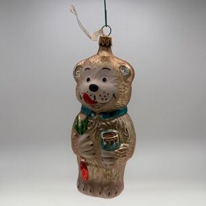 Vintage Blown Glass Teddy Bear Christmas Ornament Honey Pot Carson Pirie Scott